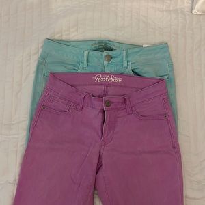 Two pair colored jeans